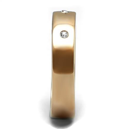 TK3107 - IP Rose Gold(Ion Plating) Stainless Steel Ring with Top Grade Crystal in Clear