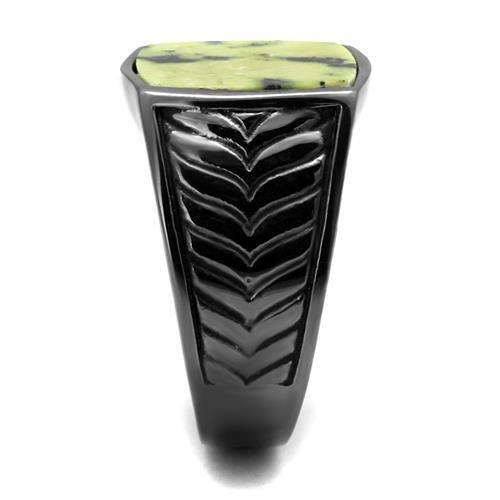 TK3112 - IP Light Black (IP Gun) Stainless Steel Ring with Semi-Precious Topaz Jade in Topaz
