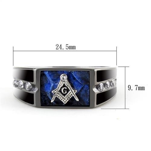TK3116 - Two-Tone IP Black Stainless Steel Ring with AAA Grade CZ in Clear