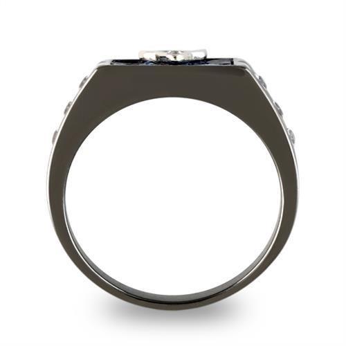 TK3116 - Two-Tone IP Black Stainless Steel Ring with AAA Grade CZ in Clear