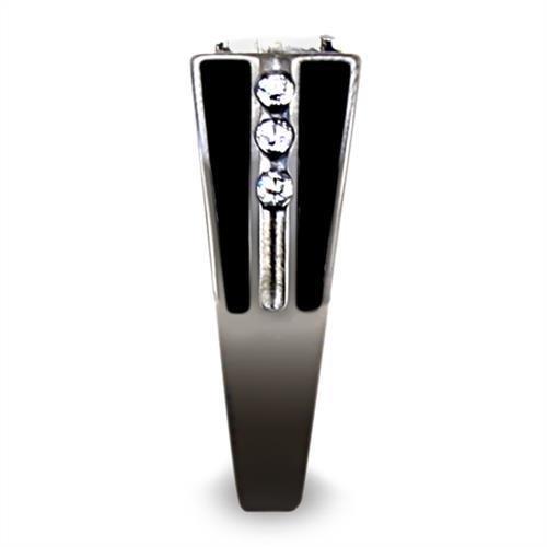 TK3116 - Two-Tone IP Black Stainless Steel Ring with AAA Grade CZ in Clear