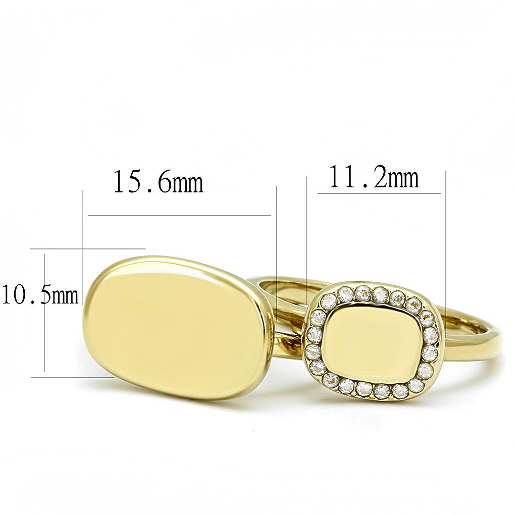 TK3121 - IP Gold(Ion Plating) Stainless Steel Ring with AAA Grade CZ in Clear