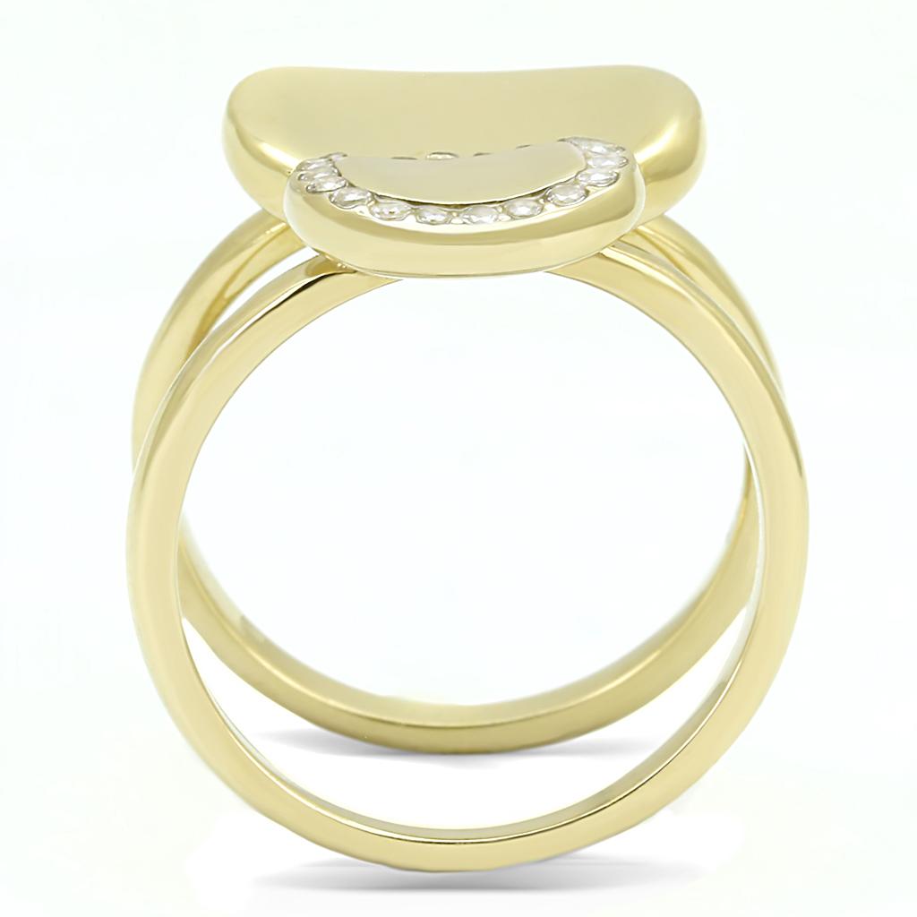 TK3121 - IP Gold(Ion Plating) Stainless Steel Ring with AAA Grade CZ in Clear