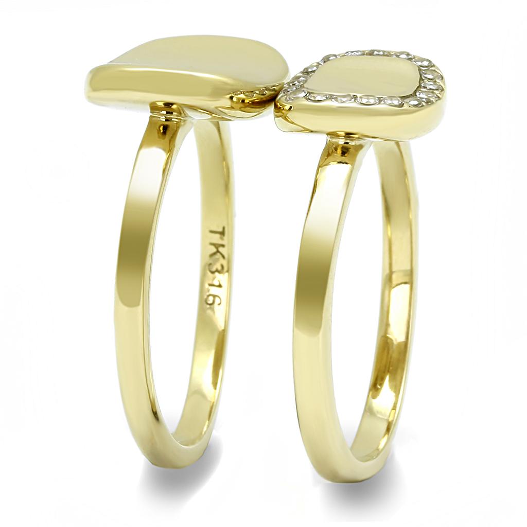 TK3121 - IP Gold(Ion Plating) Stainless Steel Ring with AAA Grade CZ in Clear