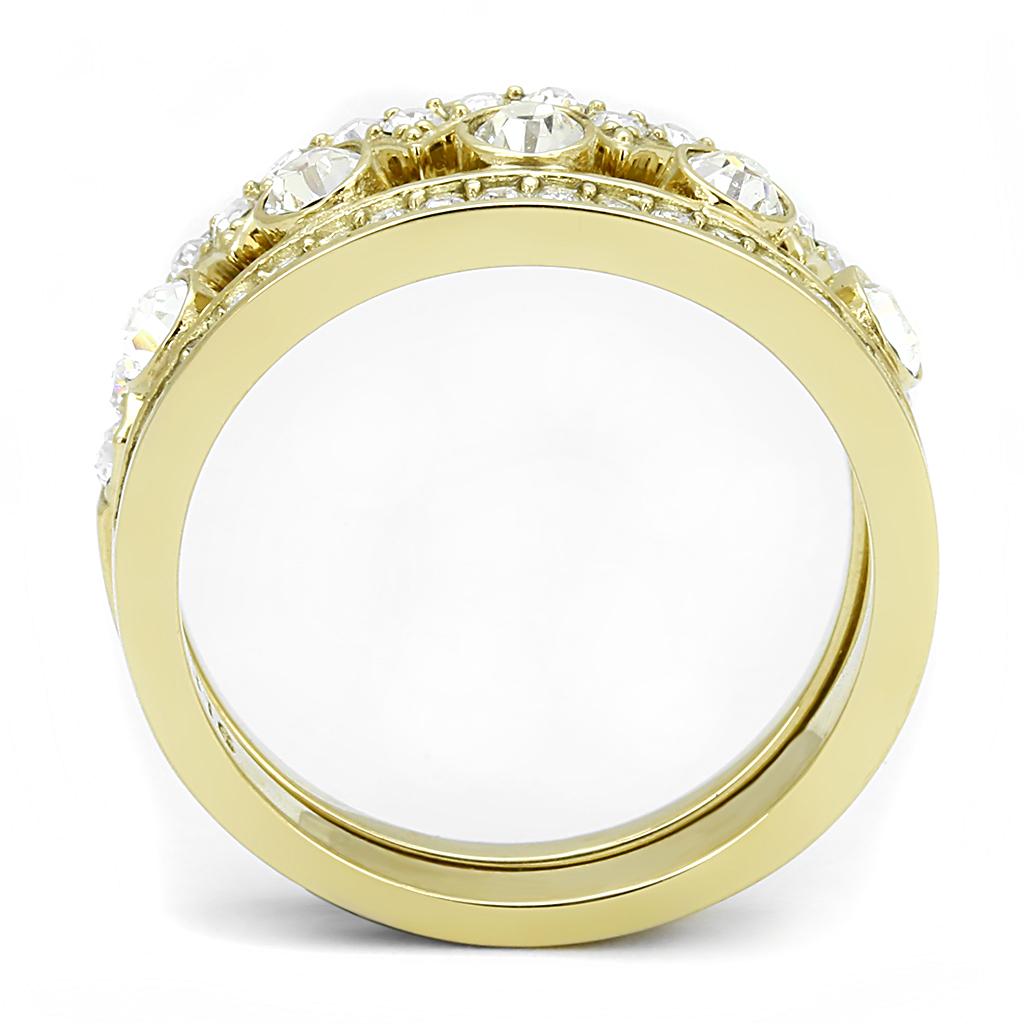 TK3123 - IP Gold(Ion Plating) Stainless Steel Ring with Top Grade Crystal in Clear
