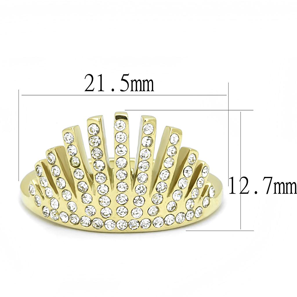 TK3128 - IP Gold(Ion Plating) Stainless Steel Ring with Top Grade Crystal in Clear