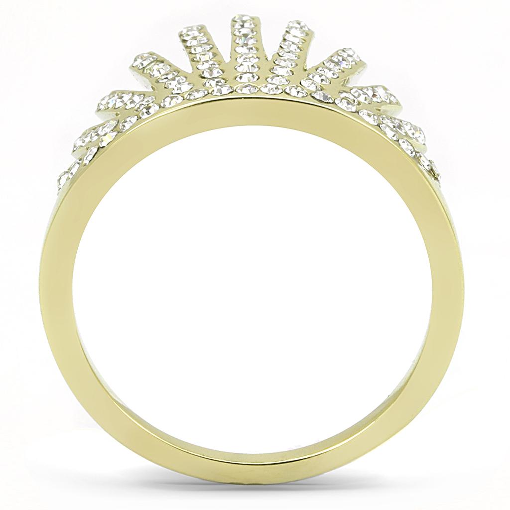 TK3128 - IP Gold(Ion Plating) Stainless Steel Ring with Top Grade Crystal in Clear