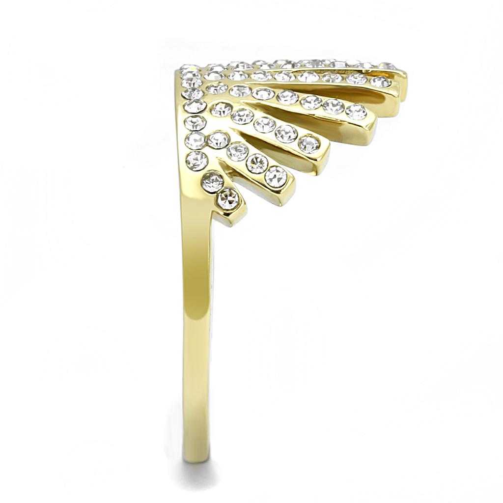TK3128 - IP Gold(Ion Plating) Stainless Steel Ring with Top Grade Crystal in Clear