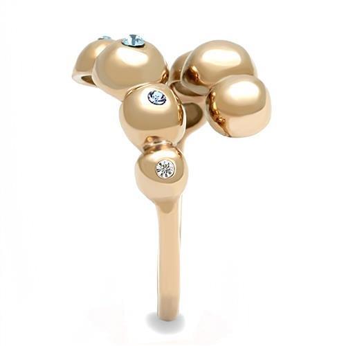 TK3131 - IP Rose Gold(Ion Plating) Stainless Steel Ring with Top Grade Crystal in Sea Blue