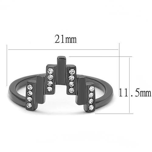 TK3135 - IP Light Black (IP Gun) Stainless Steel Ring with Top Grade Crystal in Clear
