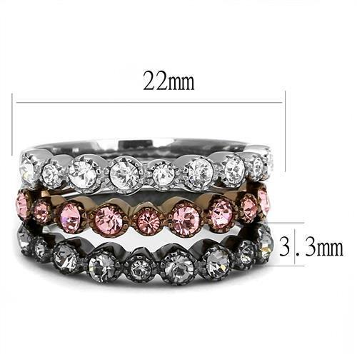 TK3136 - IP Light Black & IP Light coffee Stainless Steel Ring with Top Grade Crystal in Multi Color