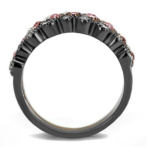 TK3136 - IP Light Black & IP Light coffee Stainless Steel Ring with Top Grade Crystal in Multi Color