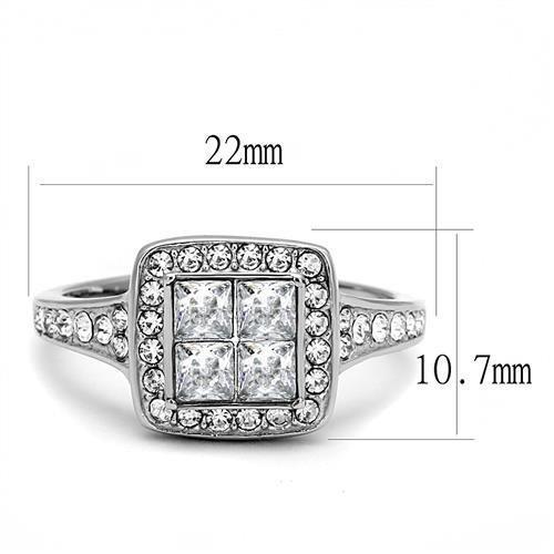 TK3137 - High polished (no plating) Stainless Steel Ring with AAA Grade CZ in Clear