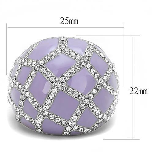 TK3143 - High polished (no plating) Stainless Steel Ring with Top Grade Crystal in Clear