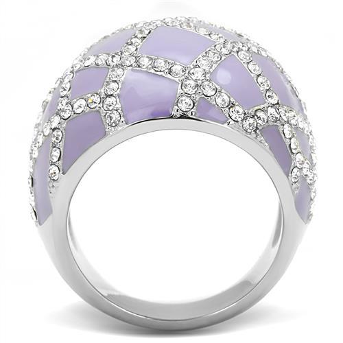 TK3143 - High polished (no plating) Stainless Steel Ring with Top Grade Crystal in Clear