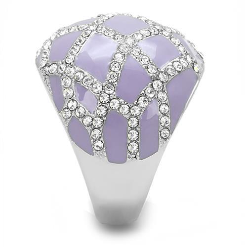 TK3143 - High polished (no plating) Stainless Steel Ring with Top Grade Crystal in Clear