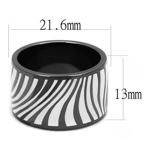 TK3171 - IP Light Black (IP Gun) Stainless Steel Ring with Epoxy in White
