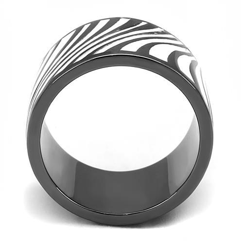 TK3171 - IP Light Black (IP Gun) Stainless Steel Ring with Epoxy in White