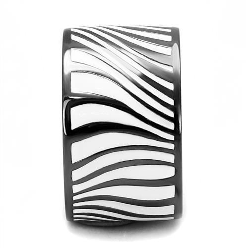 TK3171 - IP Light Black (IP Gun) Stainless Steel Ring with Epoxy in White
