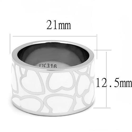 TK3172 - High polished (no plating) Stainless Steel Ring with Epoxy in White