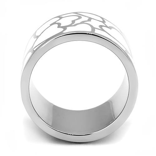 TK3172 - High polished (no plating) Stainless Steel Ring with Epoxy in White