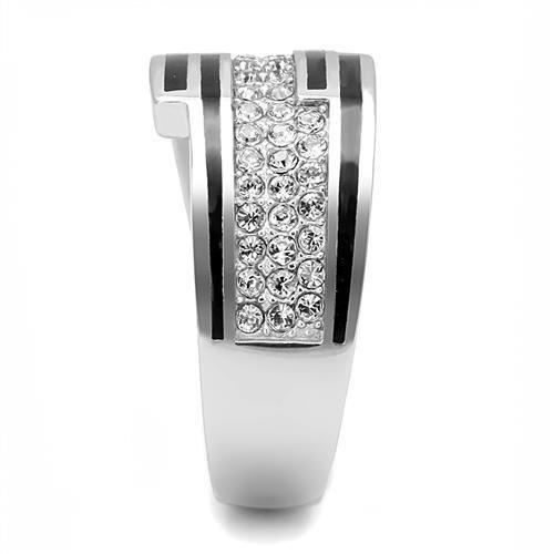 TK3174 - High polished (no plating) Stainless Steel Ring with Top Grade Crystal in Clear