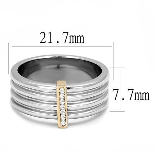 TK3176 - Two-Tone IP Rose Gold Stainless Steel Ring with Top Grade Crystal in Clear