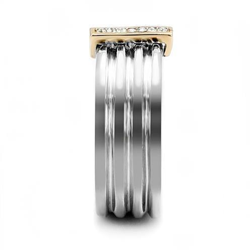 TK3176 - Two-Tone IP Rose Gold Stainless Steel Ring with Top Grade Crystal in Clear