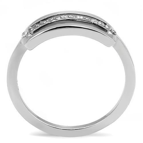 TK3177 - High polished (no plating) Stainless Steel Ring with AAA Grade CZ in Clear