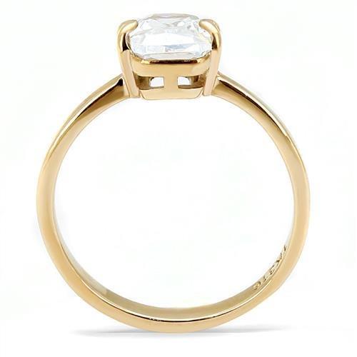 TK3179 - IP Rose Gold(Ion Plating) Stainless Steel Ring with AAA Grade CZ in Clear