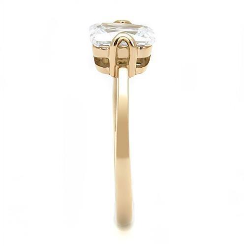 TK3179 - IP Rose Gold(Ion Plating) Stainless Steel Ring with AAA Grade CZ in Clear