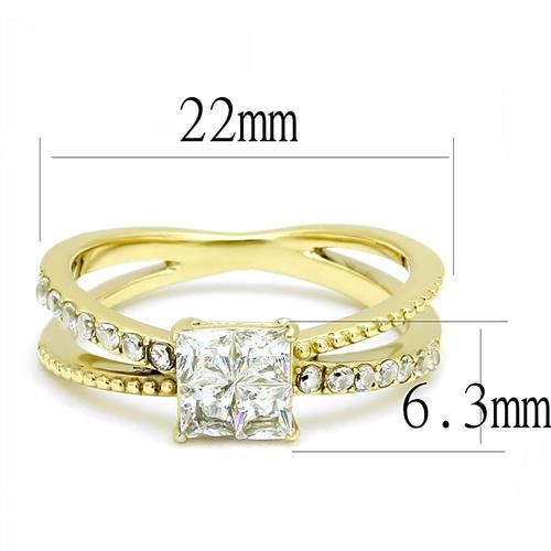 TK3181 - IP Gold(Ion Plating) Stainless Steel Ring with AAA Grade CZ in Clear