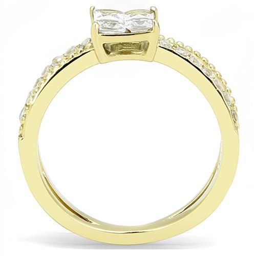 TK3181 - IP Gold(Ion Plating) Stainless Steel Ring with AAA Grade CZ in Clear