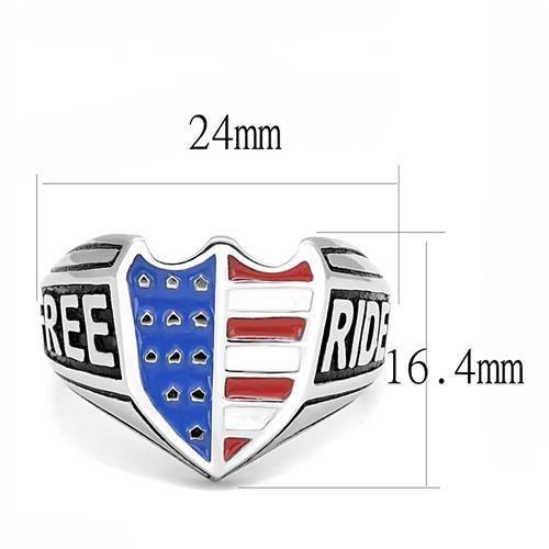 TK3192 - High polished (no plating) Stainless Steel Ring with Epoxy in Multi Color