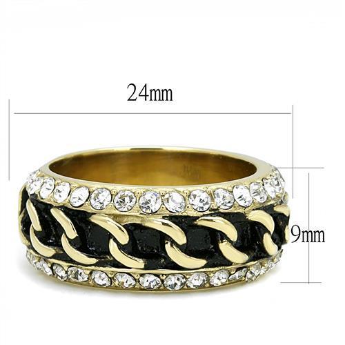 TK3196 - IP Gold(Ion Plating) Stainless Steel Ring with Top Grade Crystal in Clear