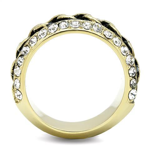 TK3196 - IP Gold(Ion Plating) Stainless Steel Ring with Top Grade Crystal in Clear