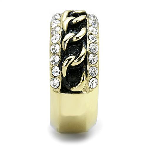 TK3196 - IP Gold(Ion Plating) Stainless Steel Ring with Top Grade Crystal in Clear