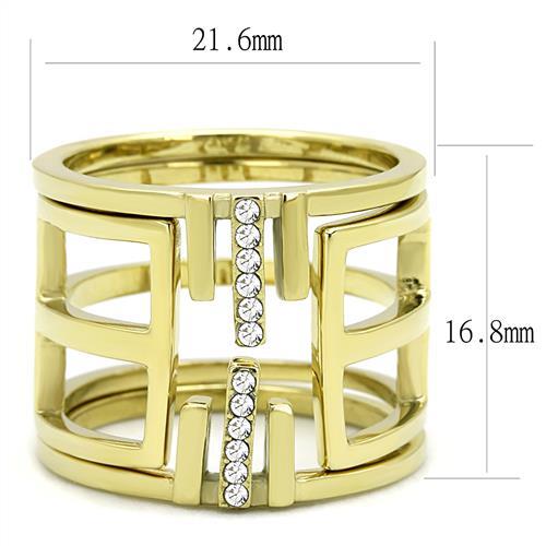 TK3198 - IP Gold(Ion Plating) Stainless Steel Ring with Top Grade Crystal in Clear