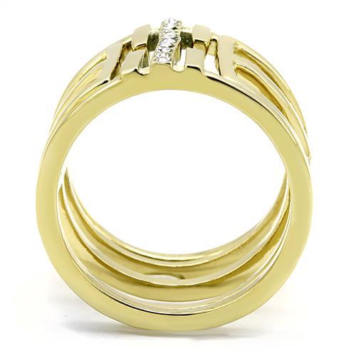 TK3198 - IP Gold(Ion Plating) Stainless Steel Ring with Top Grade Crystal in Clear