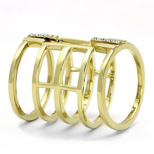 TK3198 - IP Gold(Ion Plating) Stainless Steel Ring with Top Grade Crystal in Clear