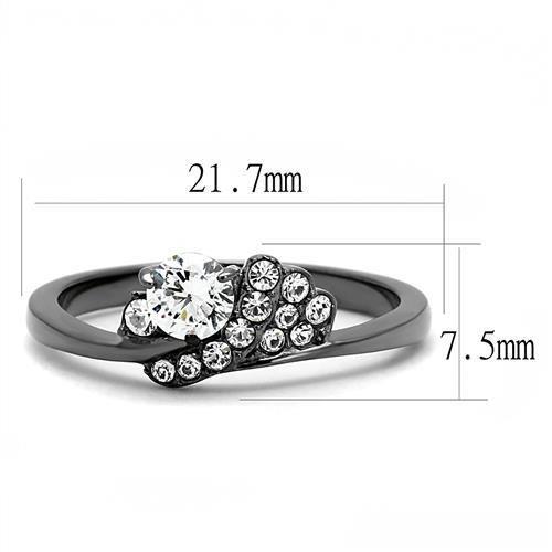TK3203 - IP Light Black (IP Gun) Stainless Steel Ring with AAA Grade CZ in Clear