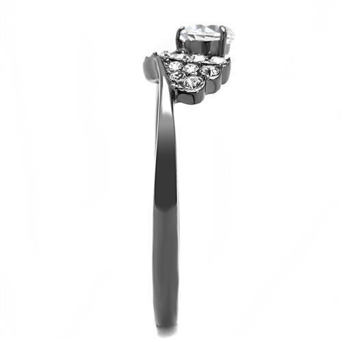 TK3203 - IP Light Black (IP Gun) Stainless Steel Ring with AAA Grade CZ in Clear