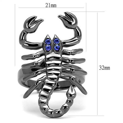 TK3205 - IP Light Black (IP Gun) Stainless Steel Ring with Top Grade Crystal in Sapphire