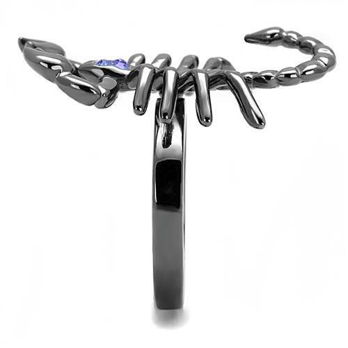 TK3205 - IP Light Black (IP Gun) Stainless Steel Ring with Top Grade Crystal in Sapphire