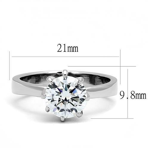 TK3208 - High polished (no plating) Stainless Steel Ring with AAA Grade CZ in Clear