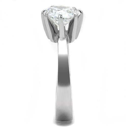 TK3208 - High polished (no plating) Stainless Steel Ring with AAA Grade CZ in Clear
