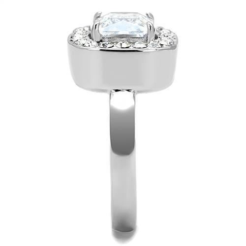 TK3209 - High polished (no plating) Stainless Steel Ring with AAA Grade CZ in Clear