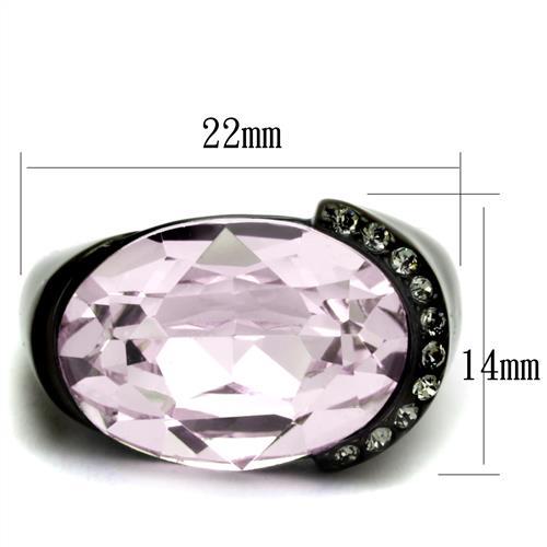 TK3213 - IP Black(Ion Plating) Stainless Steel Ring with Top Grade Crystal in Light Amethyst