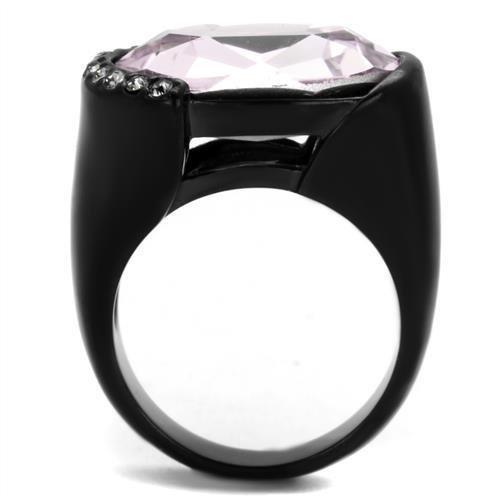 TK3213 - IP Black(Ion Plating) Stainless Steel Ring with Top Grade Crystal in Light Amethyst