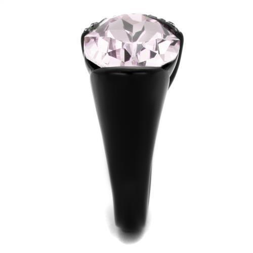 TK3213 - IP Black(Ion Plating) Stainless Steel Ring with Top Grade Crystal in Light Amethyst